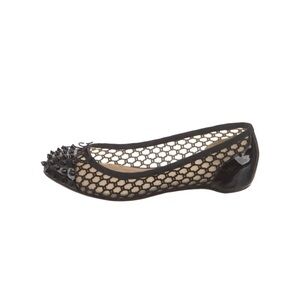 Black Mesh Studded Flats